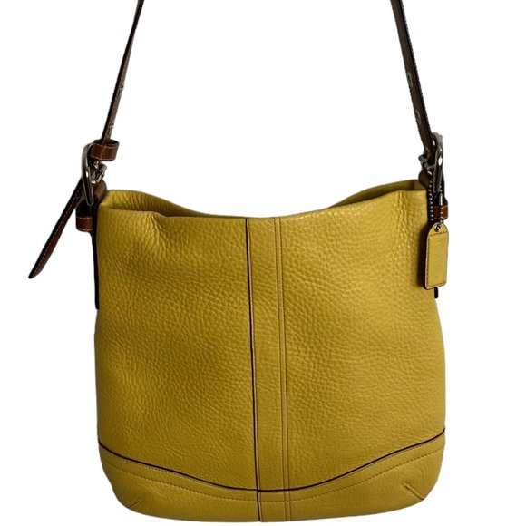 Authentic Coach Shoulder Bag Yellow Leather - Picture 3 of 13